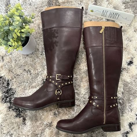 michael kors preston leather tall riding boots barolo|Michael Michael Kors Preston Leather Tall Riding Boots .